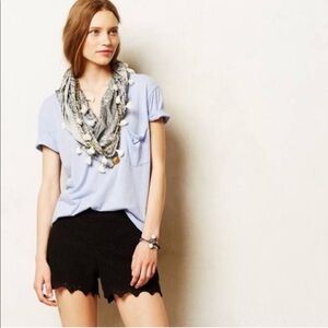 Anthropologie elevenses black lace scalloped short